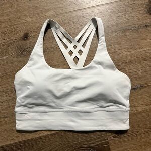 Lululemon Athletica White Mind Over Miles Sports Bra size 8 long body